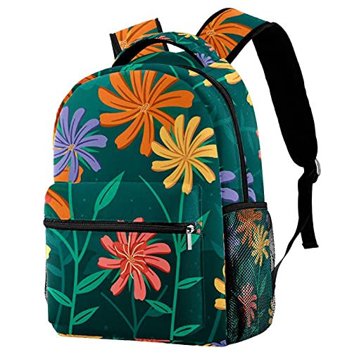 Sac à dos décontracté floral vert grand format parfait pour les sorties en ville