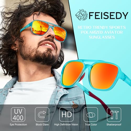 FEISEDY Polarized Aviator Sunglasses Women Men Retro 70s Vintage Classic Lightweight TR-90 Frame TAC Lens Outdoor UV400 B02604