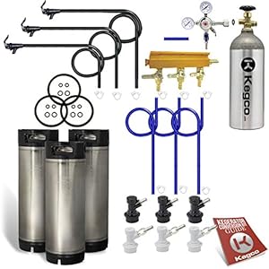 Kegco 3P3SHPCK-BALL5T Kegerator Kit, 3-Tap, Stainless Steel