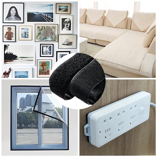 Image of YL-1【2Inch X 16 Feet】 Adhesive Hook and Loop Tape Roll Heavy Duty -Industrial Strength Self Adhesive,Sticky Strips Fastener, Indoor /Outdoor,Couch Cushions /Furniture (Black (4Inch X 16Feet))