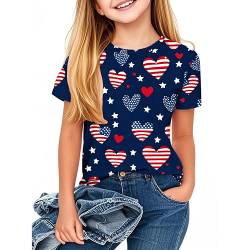 Sinzelimin 3-12T Baby Boys and Girls 4th of July Shirts Summer Short Sleeves Crewneck Loose Comfy Independence Day T-Shirt