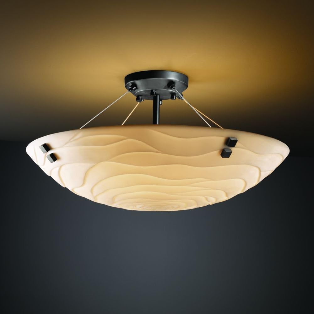 Porcelina Finials 39" Eight Light Semi Flush Mount with Canopy Finial