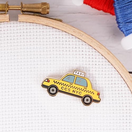 Image of Caterpillar Cross Stitch NYC Taxi Magnetic Needle Minder - for Cross Stitch, Sewing, Embroidery and Needlework
