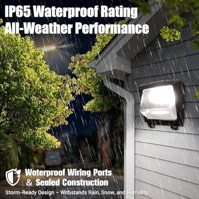 LED Wall Pack Light 75/65/50W with Dusk-to-Dawn Sensor, 11250 LM 6000/5000/4000K LED Security Flood Lighting, 120V Outdoor Wall Lights for Parking Lots|Warehouses|Factories|Yard, 2 Pack