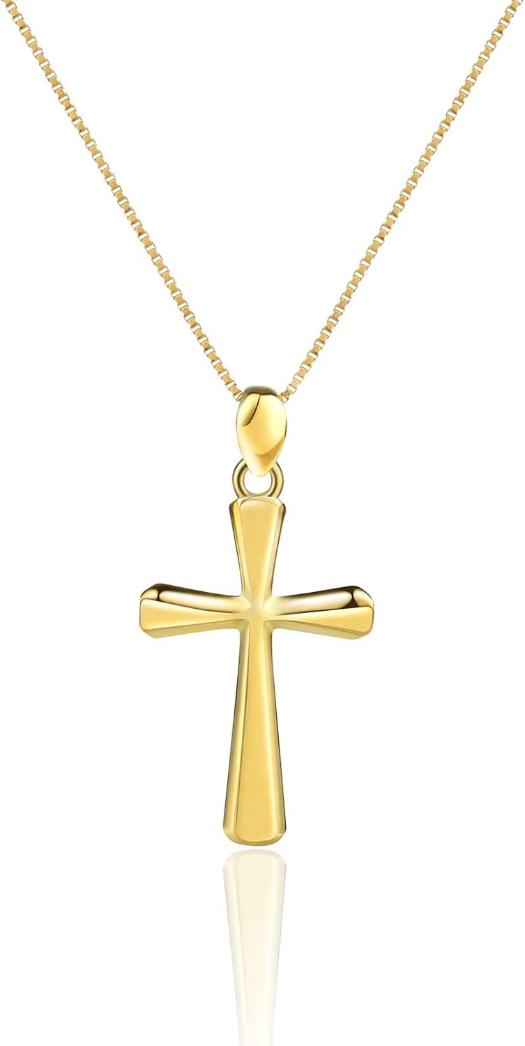 Sterling Silver Cross Necklace for Women 925 Sterling Silver Simple Classic Cross Pendant Necklace Handmade Crosses Religious Jewelry