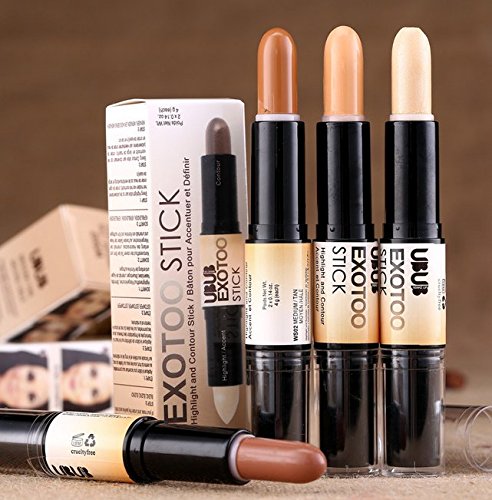 Homegifts 4 Pack 2 in 1 Wonder Stick Highlight and Contour Stick - in 4 different shade combinations （1#，2#，3#，4#）