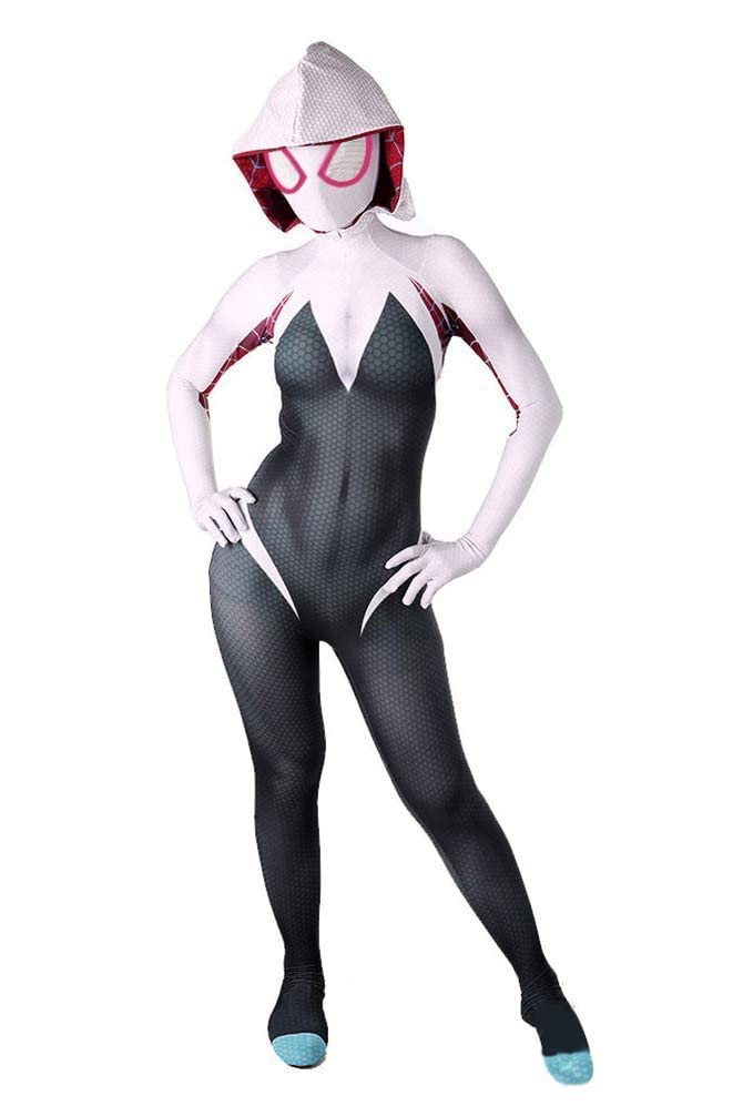 Beita Gwen Stacy Cosplay Costume Spandex Fabric Halloween Superhero Bodysuit (Classic Colors, Adult-L)