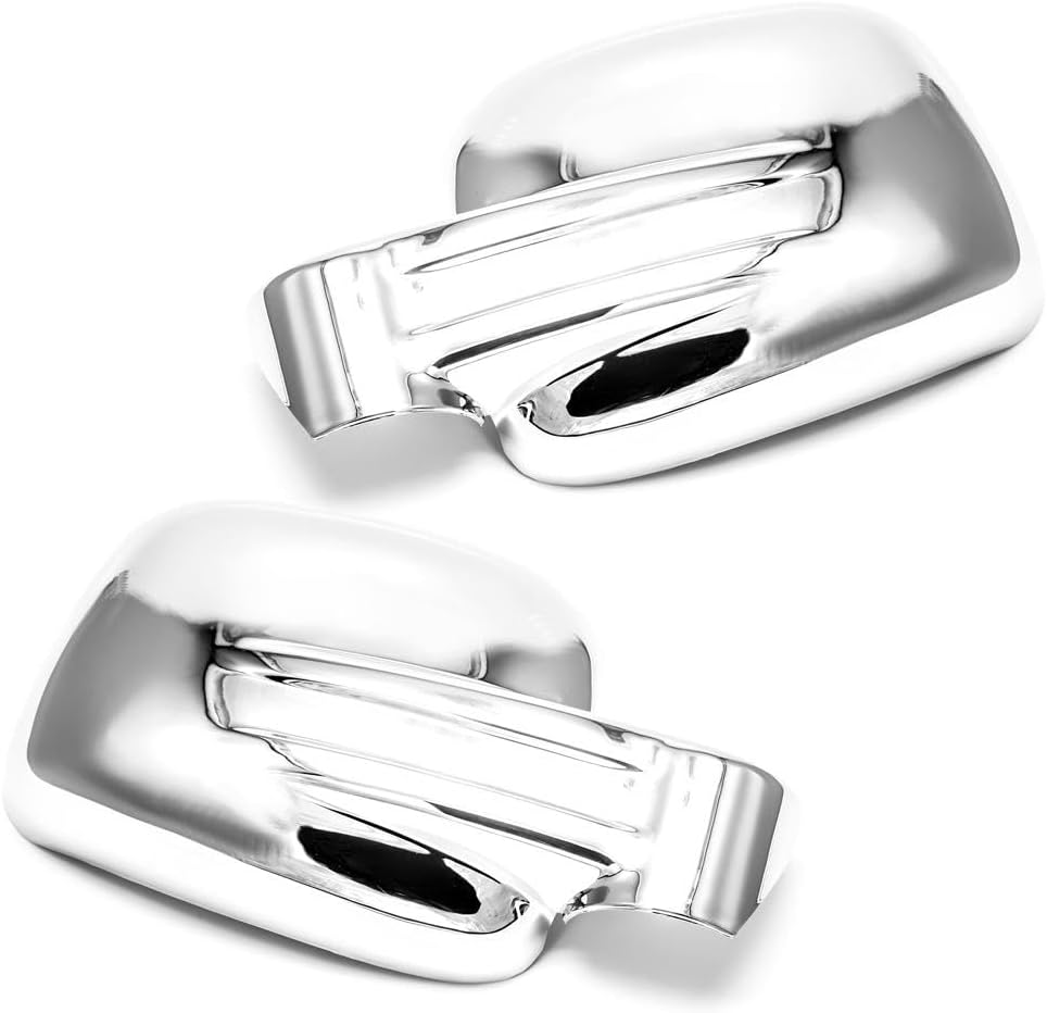 Tirple Chrome Polished Stick-On Side Door Mirror Cover Overlay Compatible with 2002-2007 Jeep Liberty