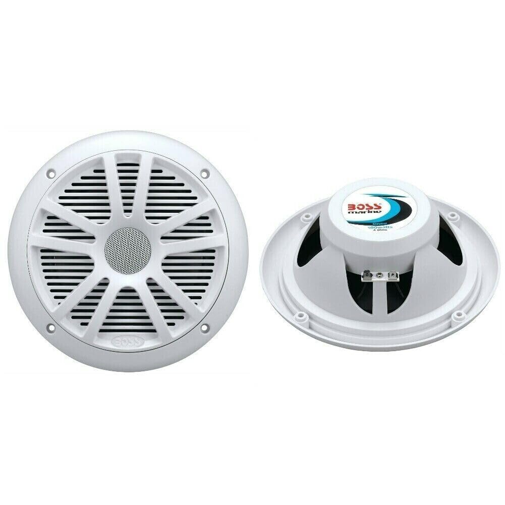 KIT Set Marine FÜR BOSS Audio Systems MCK632WB.6 mit MR632UAB AM/FM-Bluetooth-Stereoempfänger, einem Paar MR6W-Lautsprechern, 90 Watt RMS, 180 Watt max., MRANT10-Dipolantenne, 1 Kit + Zubehör