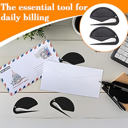 JUGUTA Brieföffner, 6 Stück Letter Opener, Folienmesser Folienschneider Mit Metallklinge,Kunststoff Slitter Effizient Mail Öffner Tool Für Verpacken Post Und Papier Schneiden Schwarz