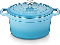 Vista 18 de vancasso Horno holandés ovalado de hierro fundido esmaltado, 9.3 cuartos de galón con revestimiento de esmalte antiadherente para hornear pan, olla