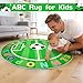 ZeffuLyne ABC Kids Rug, 4ft Kids Soccer Playroom Rug Soft Alphabet Area Rugs Non-Slip Circle Rugs for Baby, Toddlers, Boys Girls, Soccer Play Mat for Playroom, Nursery