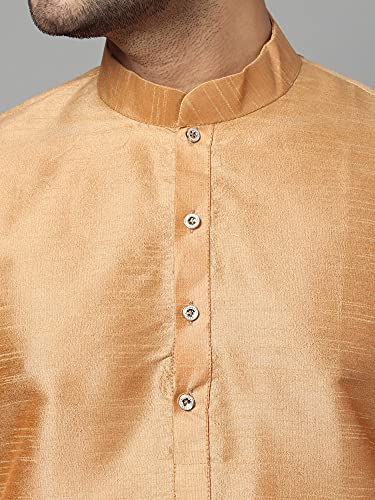 Image of Uri and MacKenzie Men's Silk Blend Solid Pathani Kurta with Readymade Pajama Pant Set