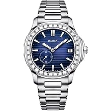 Haofa Micro-Rotor Automatic Mechanical Watch for Men 9.7MM Thin Second Disk Calendar Mens Watch Zircon Bezel Sapphire Stainless Steel Luminous Watch Business Casual 2290