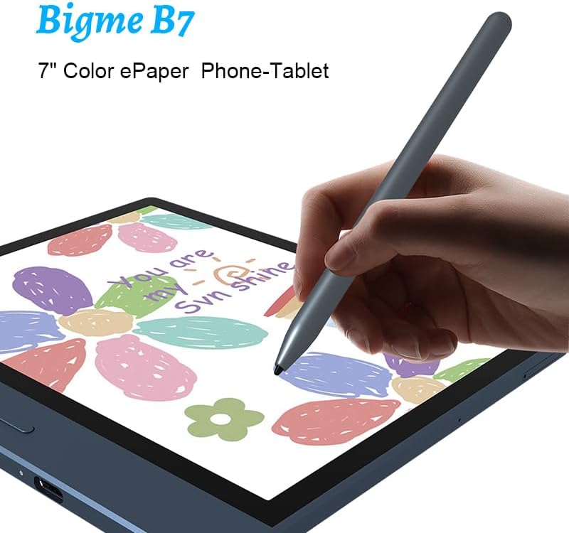 Woman using Bigme B7 tablet with 4G calling and data