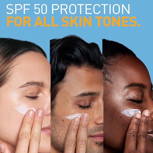 Image of CeraVe AM Facial Moisturizing Lotion SPF 50, Face Moisturizer with SPF, Hyaluronic Acid, Niacinamide & Ceramides, Non-Greasy, Blends Seamlessly With No White Cast, Non Comedogenic Sunscreen, 3 Oz