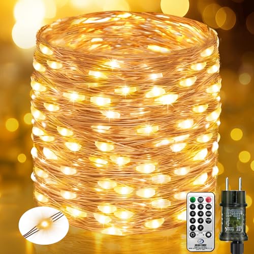 btfarm 10M 100 LED Lichterkette Innen mit Stecker Fernbedienung,...