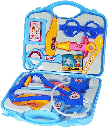 AURSTORE BASA Jouet Medical,Malette Valise Docteur Enfant Jouet,Accessoire Docteur Jouet éducatif,Jouet de Médecin pour Enfant de 3+ Ans (Bleu)
