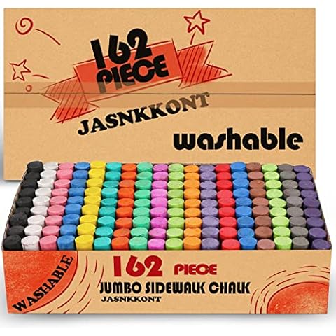 162 Pack 18 Colors Washable Sidewalk Chalk Set, Non-Toxic Jumbo Chalk for Outdoor Art Play, Paint on Playground, School Classroom Chalkboard, Office Blackboard, Outside Toys Gift For Kid and Adult Cover