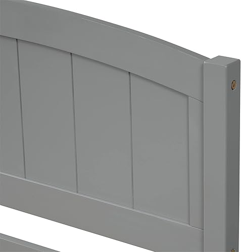 Miniatura 7 de Cama individual con nido, marco de cama de madera con cabecero y estribo, plataforma de madera para niños, niñas, niños, adolescentes y adultos, gris