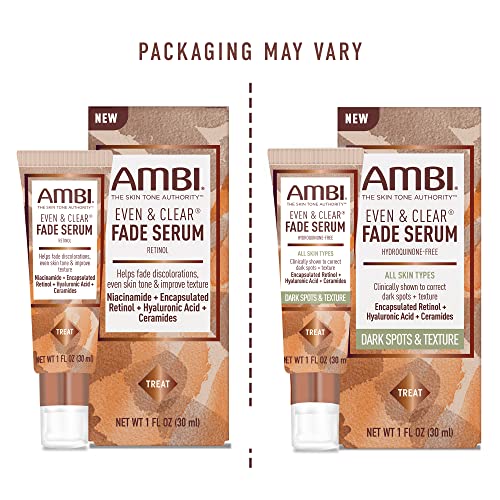Ambi Even & Clear Fade Serum, Hyperpigmentation Treatment, Hydroquinone-Free, Dark Spot Corrector, Results In As Little As 4 Weeks, Retinol, Hyaluronic Acid, Niacinamide, Ceramides, 1 Fl Oz #TOP6