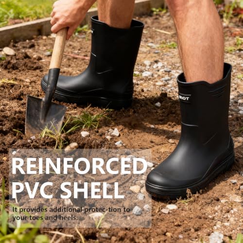 Image of Waterproof Rain Boots for Women & Men Non-Slip Slip On Garden Outdoor Shoes | Fishing Shoes for Men,Easy to Clean, Suitable for Farming and Commuting