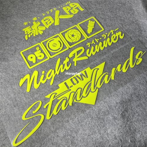 Image of Car Stickers for Night Runner Low Standards 95# Turbo Decal Auto Rear Windshield Window Tape 1 Set (Fluorescent Yellow)