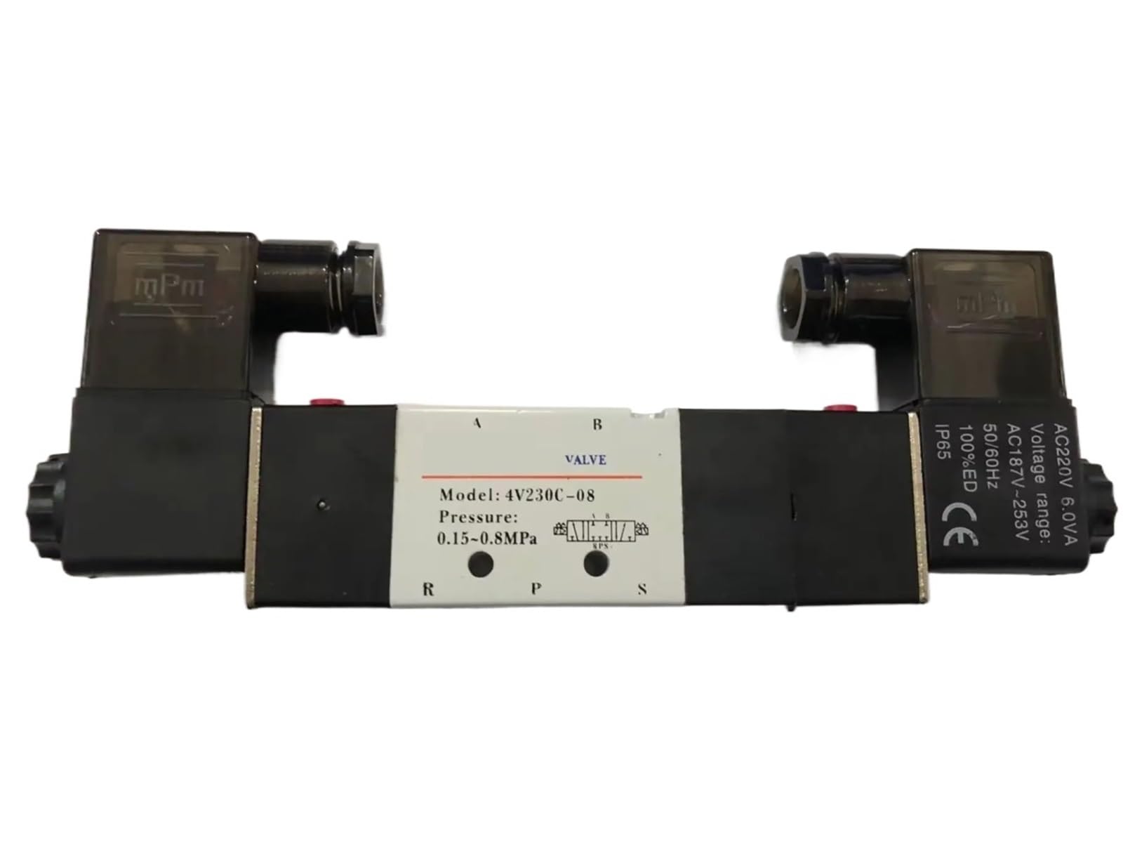 Qavlxie Ac220v 1/4'' Ports 4V230-08 4V230c-08 4V230e-08 3 Position 5 Way Air Solenoid Valve Dc12v,Dc24v Or Ac110v (4V230c-08,)