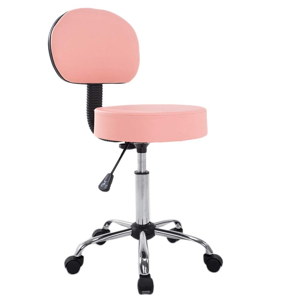 Stołek fryzjerski, specjalny stołek koła pasowego do salonów kosmetycznych, fryzjerstwo fryzjerskie, manicure, stołek do cięcia włosów Stołek piękności (Color : Pink)