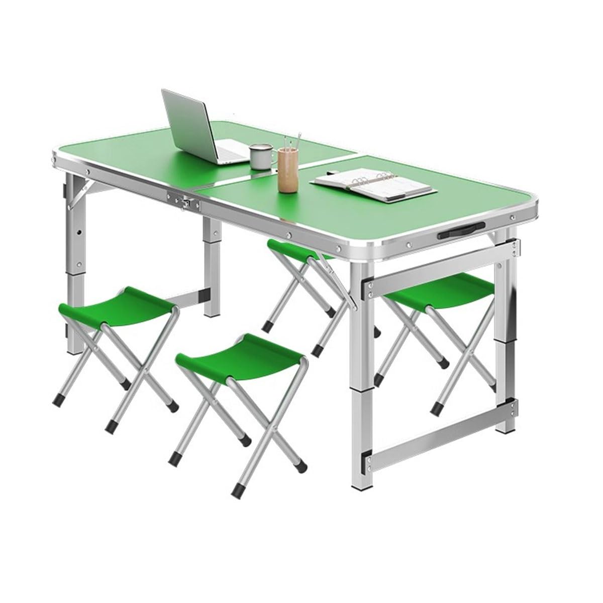 Table de camping pliable en aluminium réglable avec tabourets intégrés