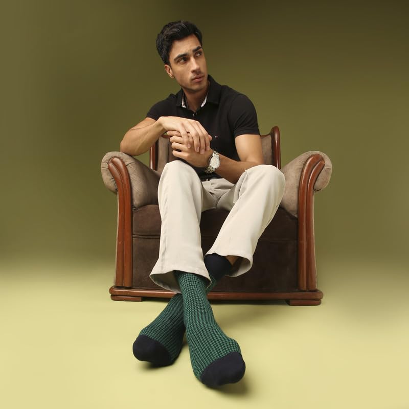 Image of Mint & Oak Long Socks For Men, Soft Cotton Calf Length Socks, Colorful Sock Gift For Men, Full Length & Odour Free, Funky Socks - Gift Box of 3