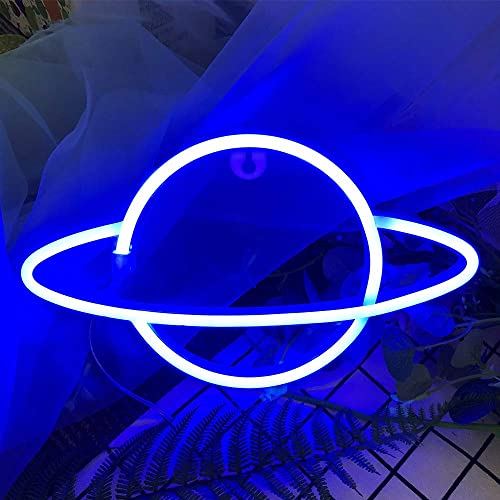Protecu Planet Neon Sign, Usb/Battery Operated Led Night Light Neon Signs For Wall Decor, Decorative Neon Lights Wall Signs For Bedroom, Birthday, Party, Christmas, New Year Home Decorations (Blue) #TOP1