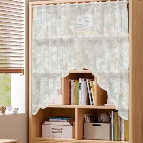 BSITSSS Schmetterling Spitze Scheibengardinen, Scheibengardine 150 * 100CM, Scheibengardinen Modern, Kurzgardinen Retro Transparentgardine, Küchen Gardinen für Café, Küche, Schlafzimmer, 1 Stück