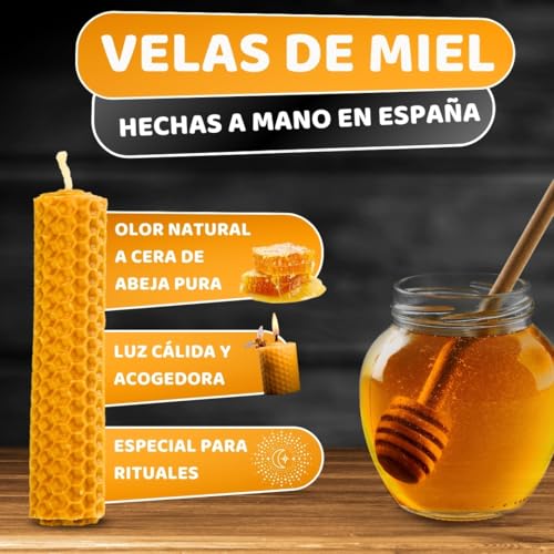 Miniatura 2 de Velas De Miel De Abeja Para Rituales 100 Natural Española Cera Pura - Hechas A Mano - Origen España - Sin Parafina Pack De 8, 10 Cm X 2,2 Cm