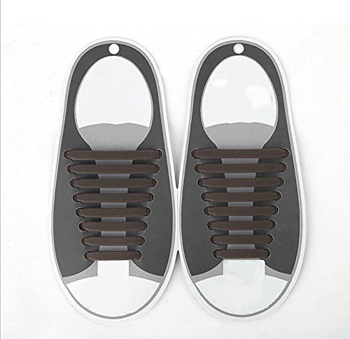 RUIIO 16 cordones elásticos de silicona para correr, sin atar, para adultos, color marrón