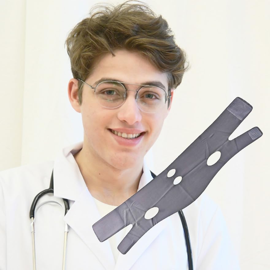 V Line Lifting Mask Chin Strap for Sleeping, Face Lifting Strap, Chin Strap, V Line Mask, Jawline Shaper, Jaw Strap, Double Chin Reducer, Face Lift Tape & Snoring Solution (Grey-) - Image 8