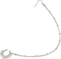 Vista 1 de Honbay Anillo de septum falso sin perforación, anillos indios para nariz con cadena de nariz a oreja, Aleación, cristal