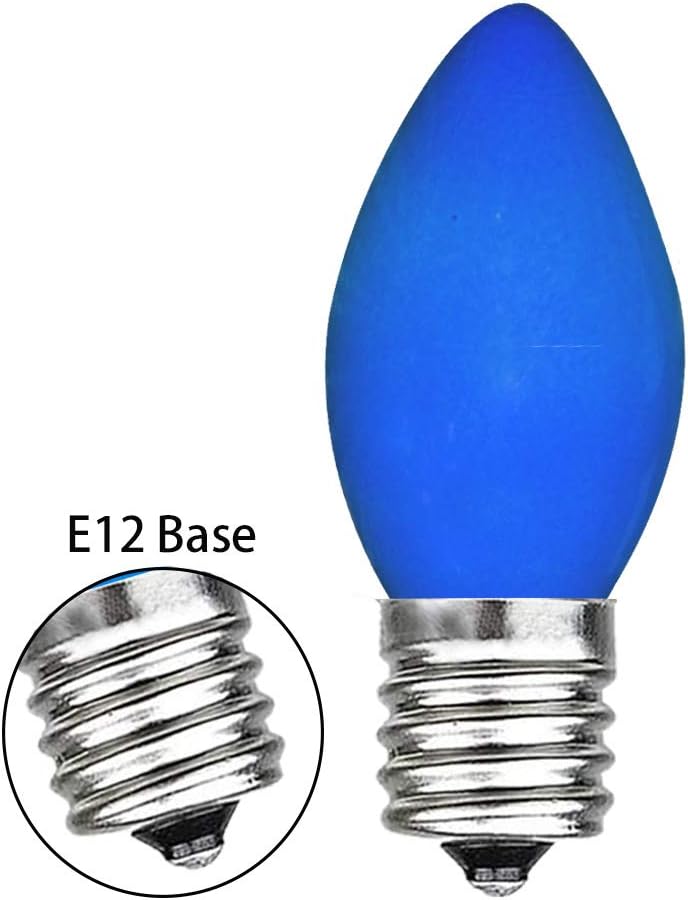 GOOTHY 25 Pack C7 Blue Christmas Replacement Light Bulbs, C7 Blue Incandescent Light Bulbs for Christmas Outdoor Patio Indoor String Lights, C7/E12 Candelabra Base Night Light Bulbs, 5 Watt 120 Volt