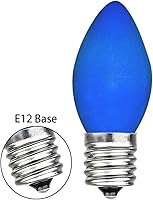 Vista 2 de GOOTHY Paquete de 25 bombillas de repuesto de Navidad C7, luces de Navidad de cerámica azul para patio al aire libre e interior, base de candelabro