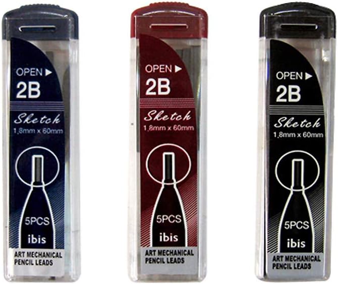 2B 1.8mm Art Mechanical Sketch Pencil Leads Set of 3