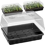 Soligt 3-Set Strong Plant Growing Trays with Humidity Domes for Seed Starting, Germination and Seedling Propagation, Holds 144 Cells in Total (Cell Tray Not Included)