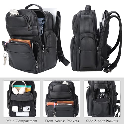 TIDING Genuine Leather Backpack 15.6