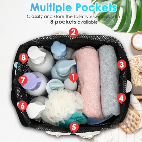 Fammart-Mesh-Shower-Caddy-Portable-with-Drawstring-Dorm-Room-Essentials-for-College-Girls-Guys-8-Pocket-Extra-Large-Shower-Bag-Basket-Tote-for-Camping-Beach-Gym-Travel-Toiletry-Bathroom