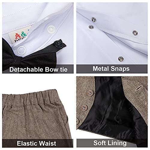 A&J Design Toddler Boys Gentleman Suit Formal Set With Flat Hat (Brown, 2T) #TOP2