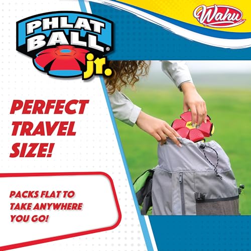 PHLAT BALL Junior Rouge - Mini Disque Volant Rétractable - Balle Innovante 10,2 cm - Jeux Extérieur Enfant dès 5 Ans - Frisbee 15,2 cm - Jeux Plein Air 2 joueurs et plus - Version Mini Voyage