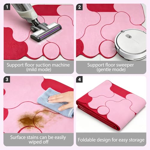 Tapete pequeño rosa claro 5x7, lavable y antideslizante miniatura 6