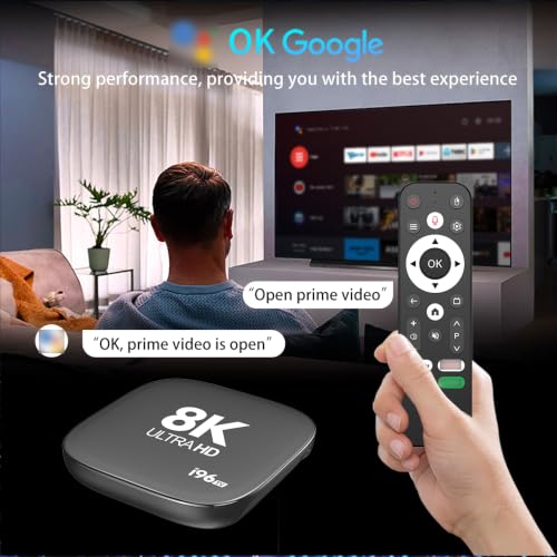 Image of GADGETSWEAR i96 Smart Android TV Box, 4K Ultra HD Streaming Media Player with Voice Remote, Android 14.0, 8GB RAM, 128GB Storage, Dual Band WiFi 5, Bluetooth 5.0, Free 1 Month Subscription