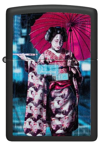 Encendedor de bolsillo Zippo negro con diseño Kimono miniatura 3