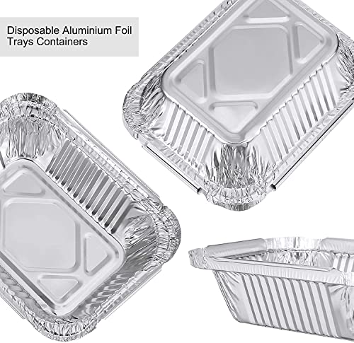 Veraing 40 Stück Aluschalen Grillschalen Aluminiumschalen, Einweg Aluschalen mit Deckel Einweg-Backform Lebensmittelbehälter für Kochen Rösten Backen (260ml)