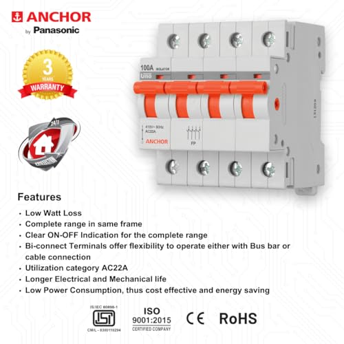 Image of Anchor by Panasonic UNO Series 100 Amp 4 Pole Isolator (98099)